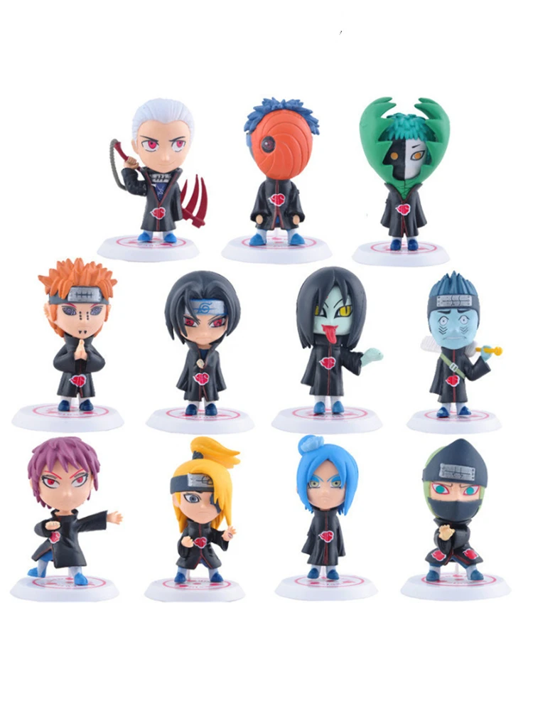 kf Sfb6a8321df8742718515271f89a2a49ek 11 Pcs Set Q Ver Naruto Akatsuki Mini Figure Uchiha Itachi Madara Konan Hidan Figurine Anime - Naruto Gifts Store