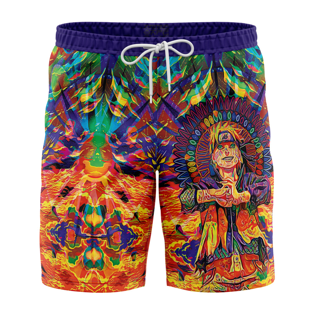 Trippy Naruto Hawaiian Shorts FRONT Mockup Knot - Naruto Gifts Store