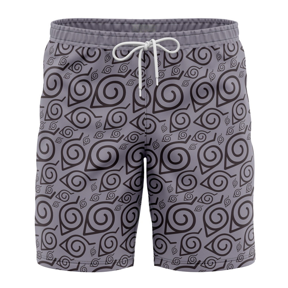konoha Hawaiian Swim Trunks Board Shorts Knot - Naruto Gifts Store