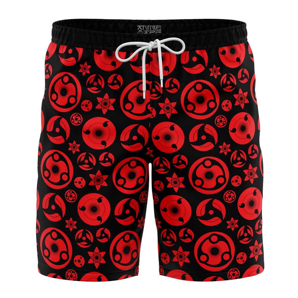 sharingan Hawaiian Swim Trunks Board Shorts Knot 1 - Naruto Gifts Store