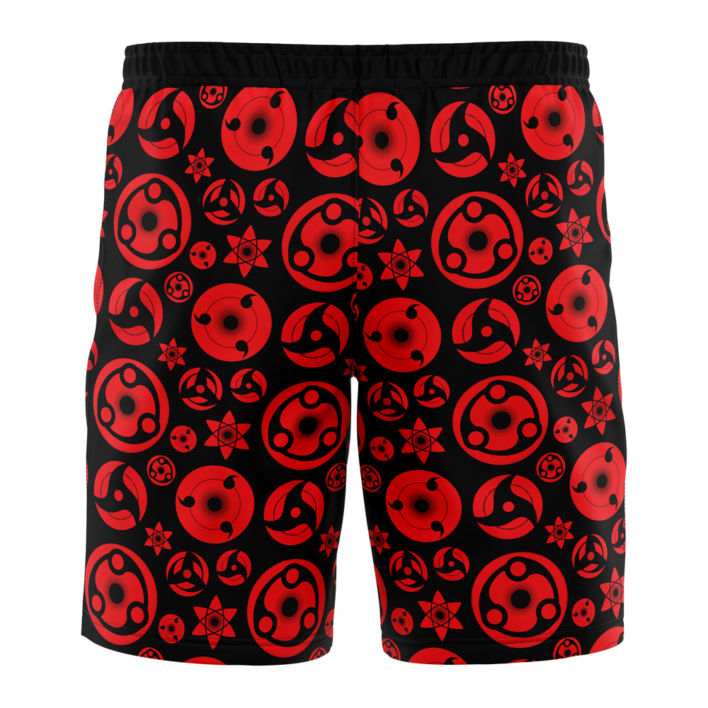 sharingan Hawaiian Swim Trunks Board Shorts back 1 - Naruto Gifts Store