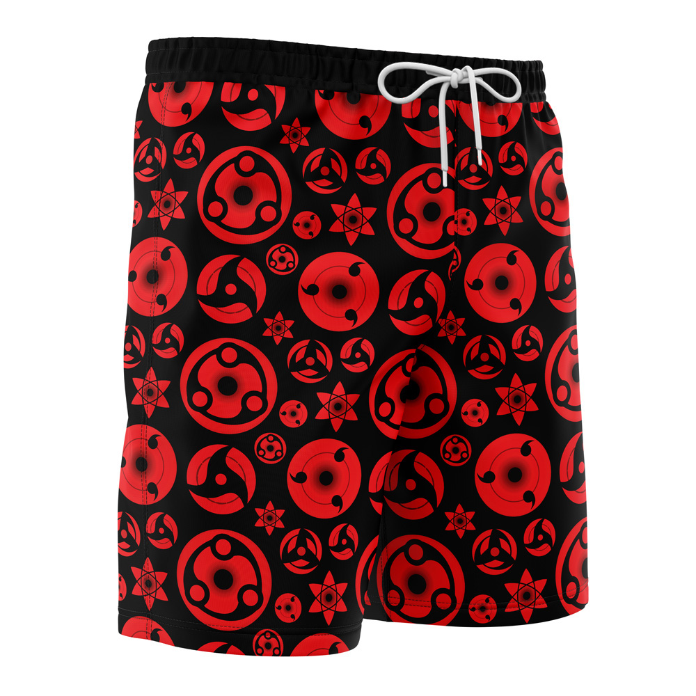 sharingan Hawaiian Swim Trunks Board Shorts side Knot - Naruto Gifts Store